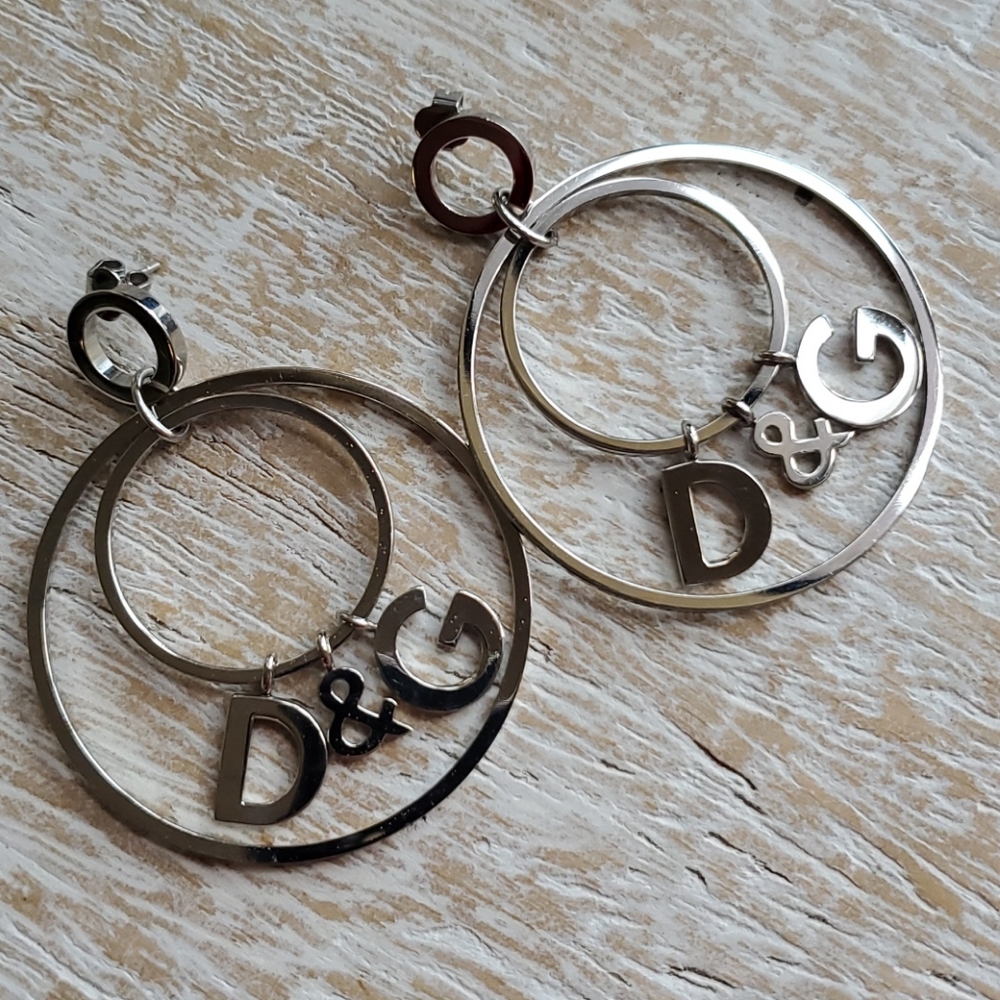 D&G silver logo earrings  PRICE FIRM!